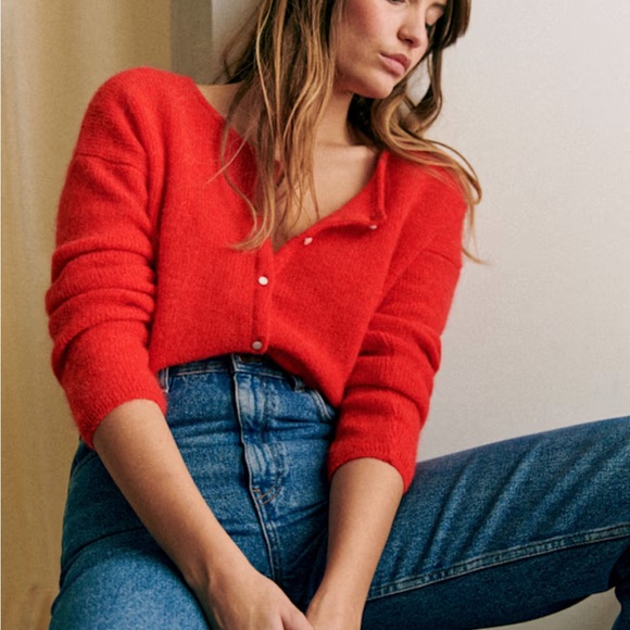 Sezane Red Gaspard Cardigan - Picture 2 of 4
